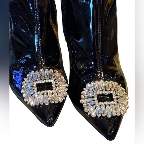 INC International Concepts NWT Size 6 Black Patent Leather Over the Knee Boots - Picture 5 of 14